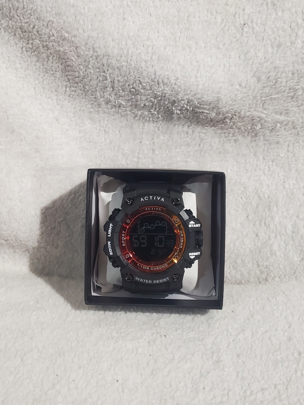 Invicta Black Sport Watch with Orange Accent